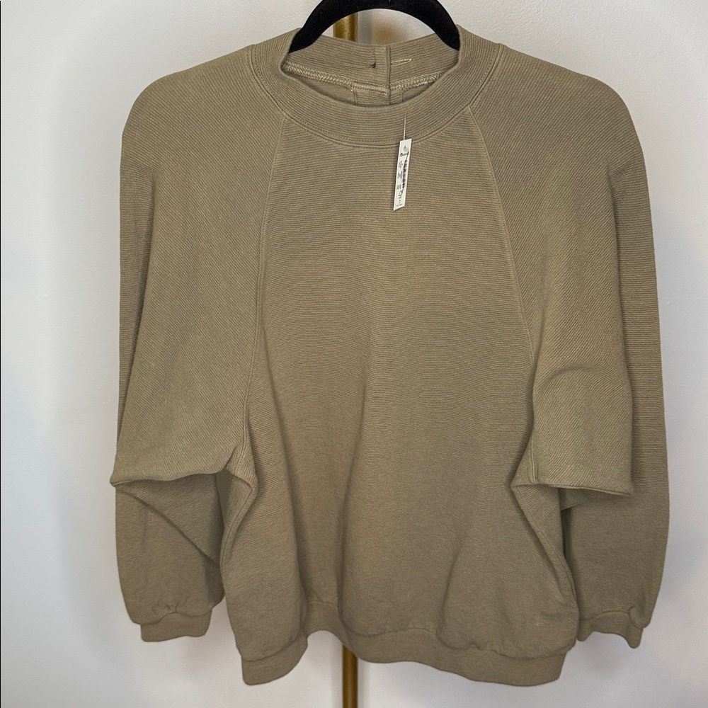 NWT Madewell Button-Back Mockneck Top In Distant Surplus small tan - Picture 2 of 7